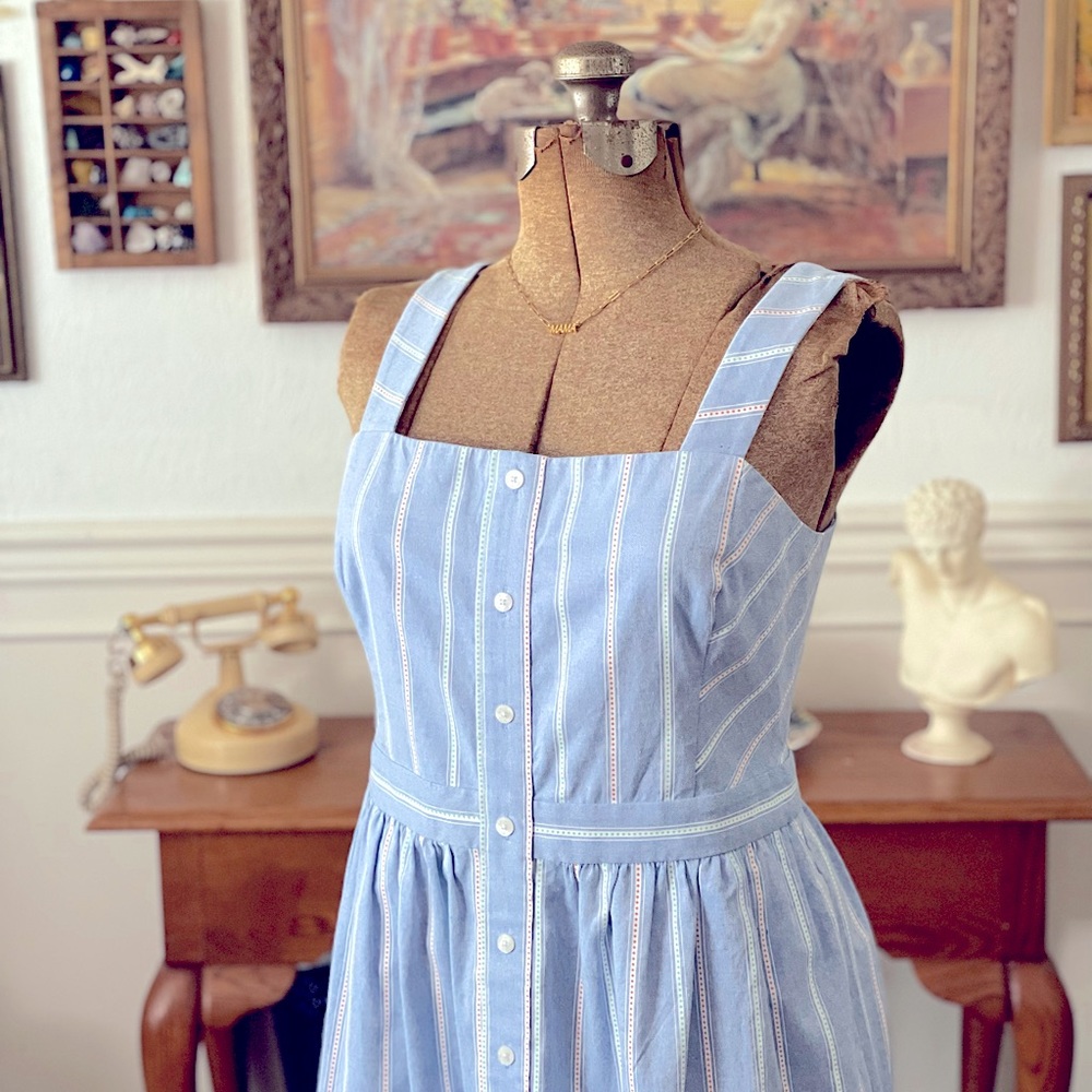 NWT Women’s Draper James Chambray Tank Striped Midi Dress 10